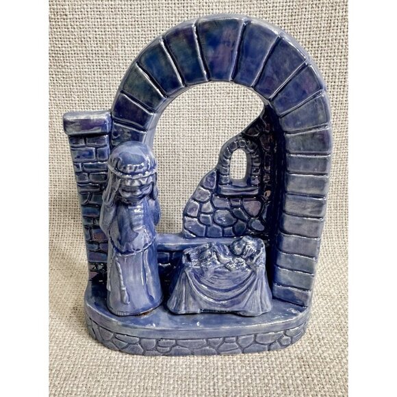 Other - Vintage Blue Baby Jesus With Arch Ceramic 7” Tall